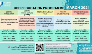 USER EDUCATION PROGRAMME FOR MARCH 2021