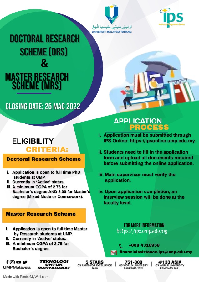 Doctoral Research Scheme (DRS) & Master Research Scheme (MRS) for FTKEE Students