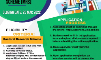 Doctoral Research Scheme (DRS) &amp; Master Research Scheme (MRS) for FTKEE Students