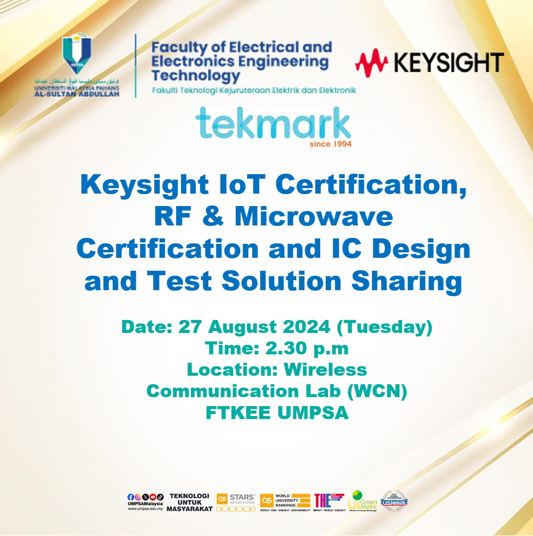 Knowledge Sharing: Keysight IoT Certification, RF &amp; Microwave Certification and IC Design and Test Solution Sharing