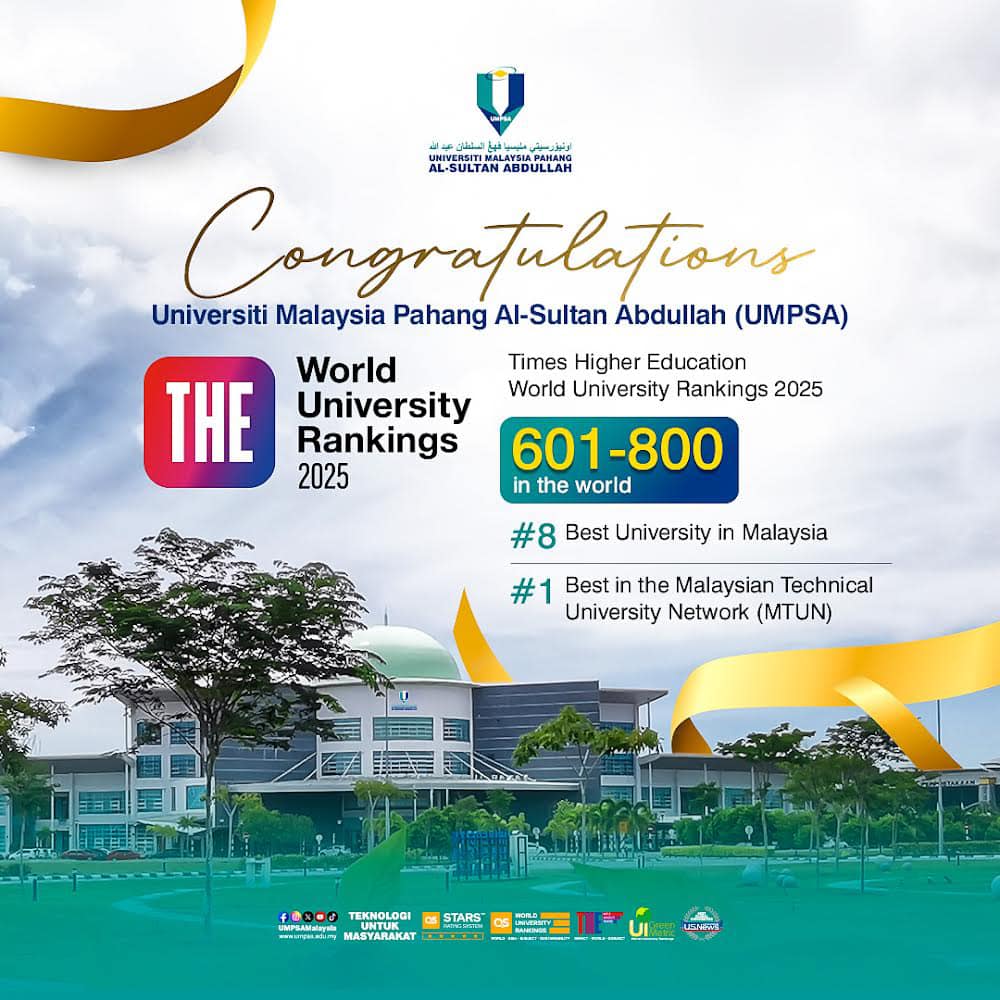 UMPSA di Tangga 601-800 Terbaik Dunia Dalam Penarafan Times Higher Education (The) World University Rankings 2025