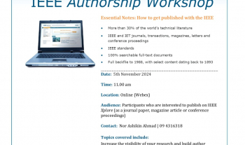 IEEE AUTHORSHIP WORKSHOP: Publishing Your Research & Innovation with IEEE Journals & Conferences - Choices & Procedures