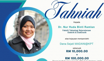 Sekalung tahniah kepada pensyarah FTKEE yang berjaya mendapatkan Geran Pendayaan Komuniti daripada Agensi Luar