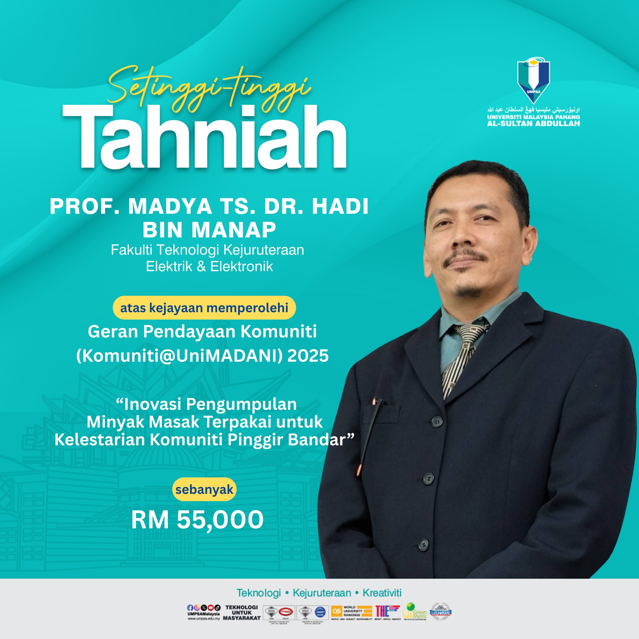 Tahniah kepada Profesor Madya Ts. Dr. Hadi bin Manap