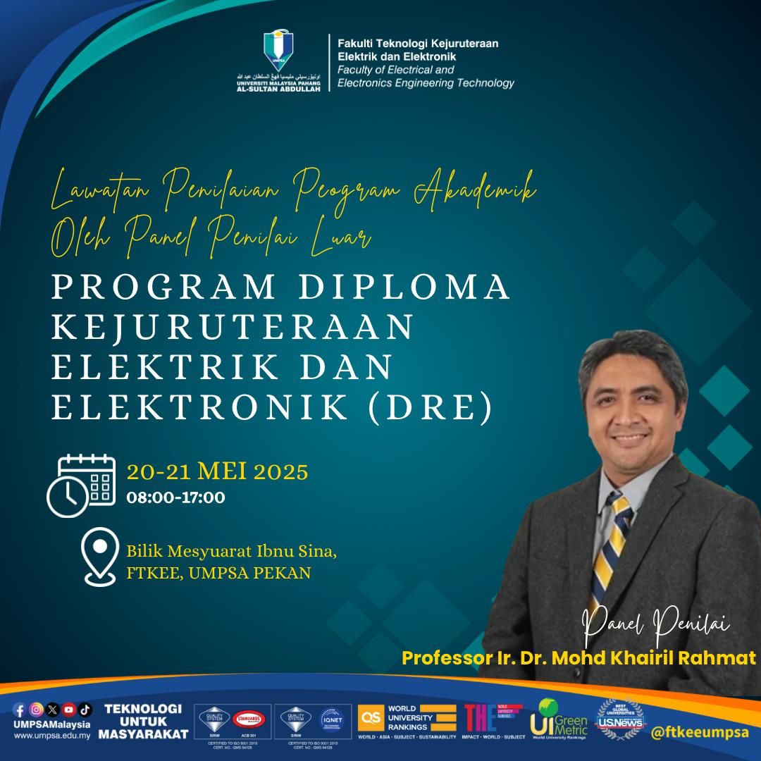 Lawatan Penilai Luar (EA) – Diploma In Electrical and Electronics Engineering (DRE), FTKEE