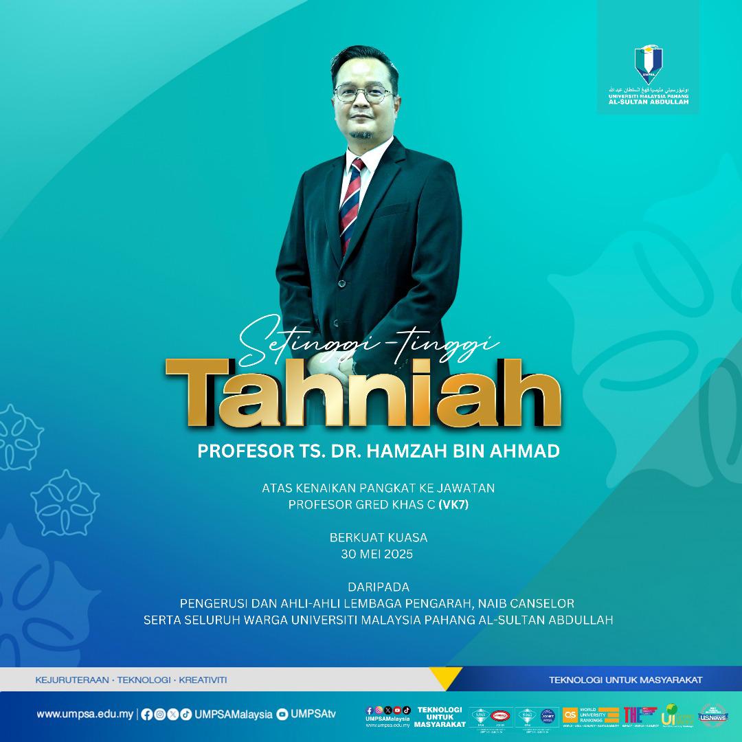 Pemakluman Keputusan Kenaikan Pangkat Bagi Jawatan Akademik di Universiti Malaysia Pahang Al-Sultan Abdullah (UMPSA)