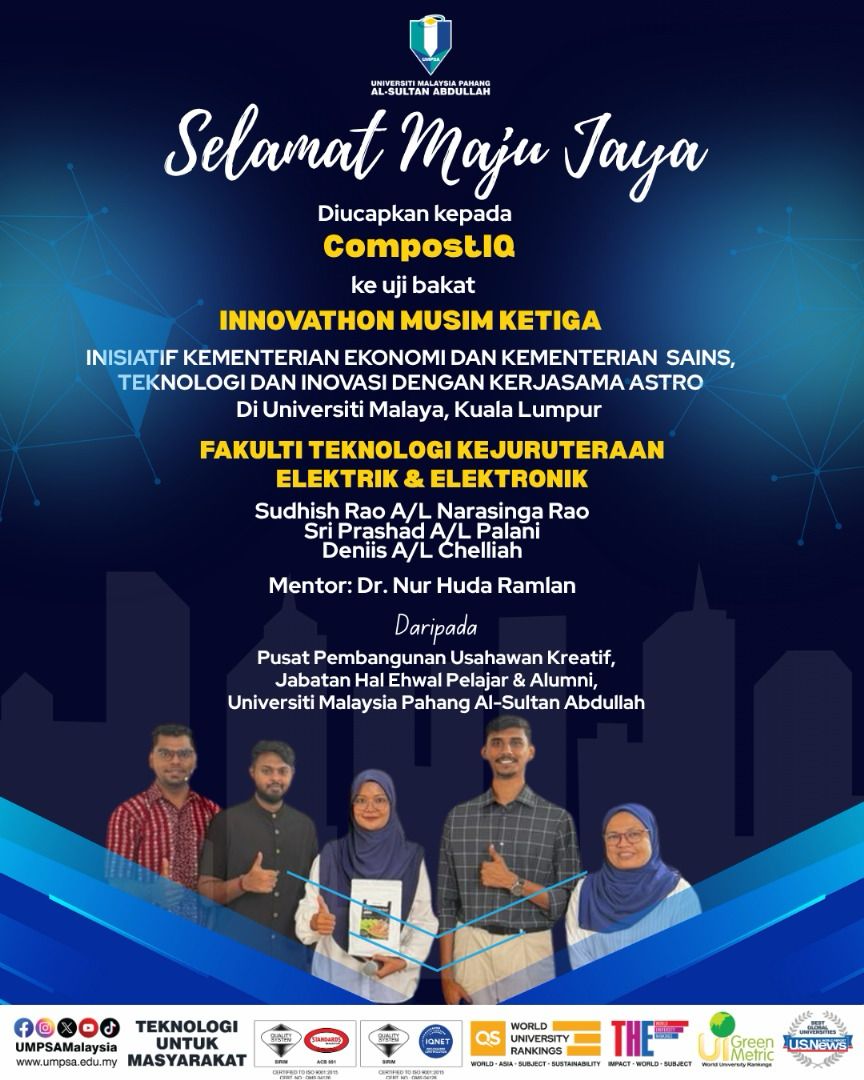 Selamat Maju Jaya Pasukan FTKEE UMPSA di Uji Bakat Innovathon Musim Ketiga! 