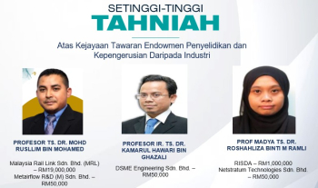 Tahniah diucapkan Kepada Penyelidik UMPSA yang Telah Berjaya Menerima Tawaran Endowmen Penyelidikan dan Kepengerusian