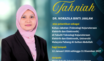 Tahniah atas pelantikan sebagai Ketua Jabatan (Teknologi Kejuruteraan Elektrik dan Elektronik) 