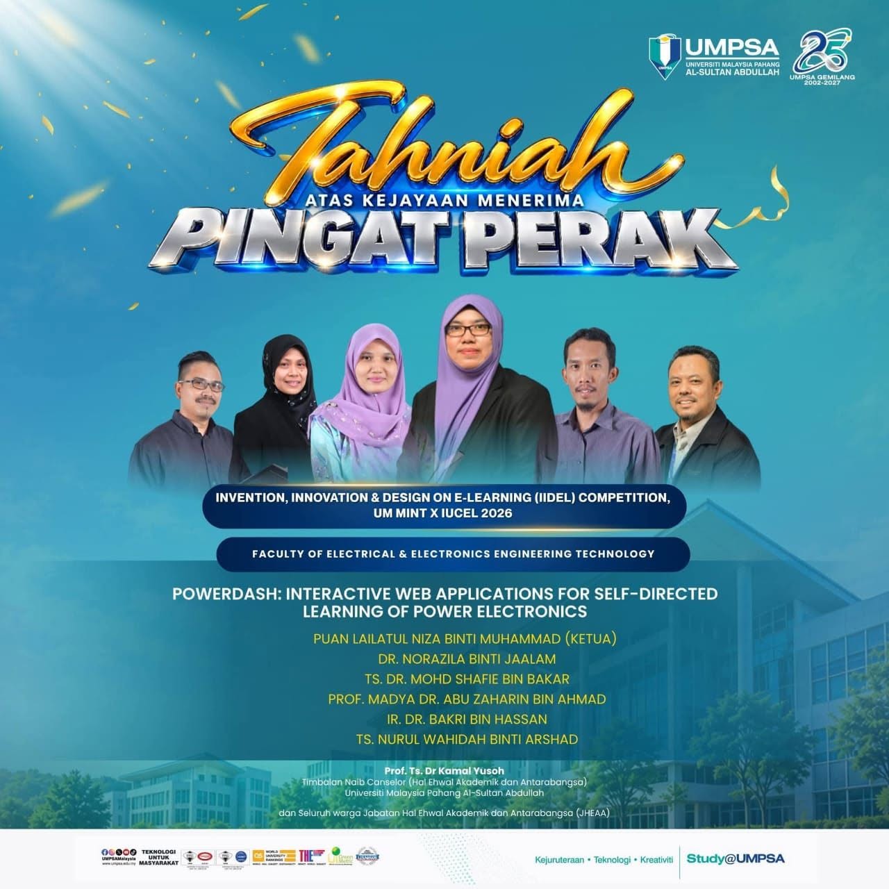 Tahniah Atas Kejayaan Pasukan Penyelidik FTKEE UMPSA Menerima Pingat Perak di UM MINT x IUCEL 2026