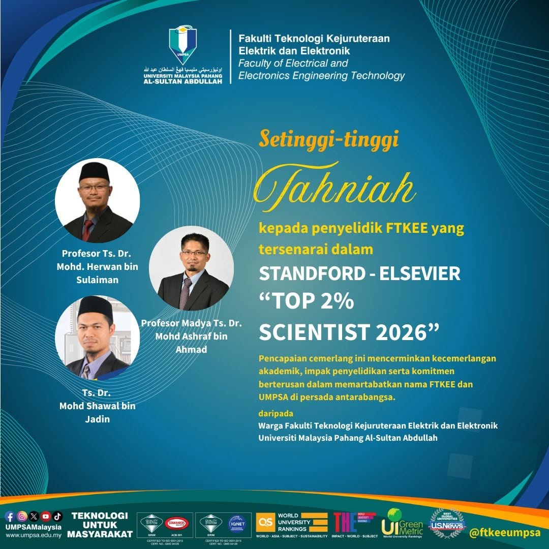 Setinggi-tinggi Tahniah Kepada Penyelidik FTKEE UMPSA